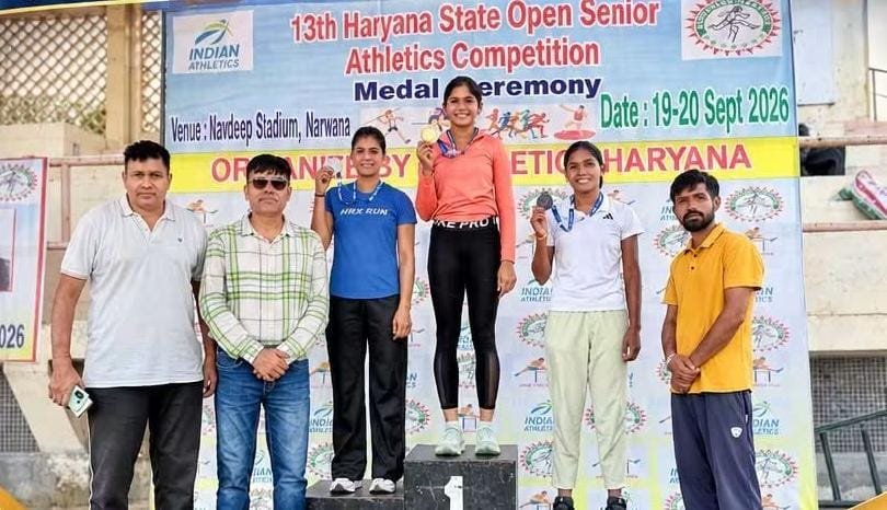 Jind Sports News : दौड़, छलांग और थ्रो में दिखा दम, 22 जिलों के खिलाड़ियों का दबदबा 2 Jind Sports News Haryana State Senior Athletics Championship Narwana