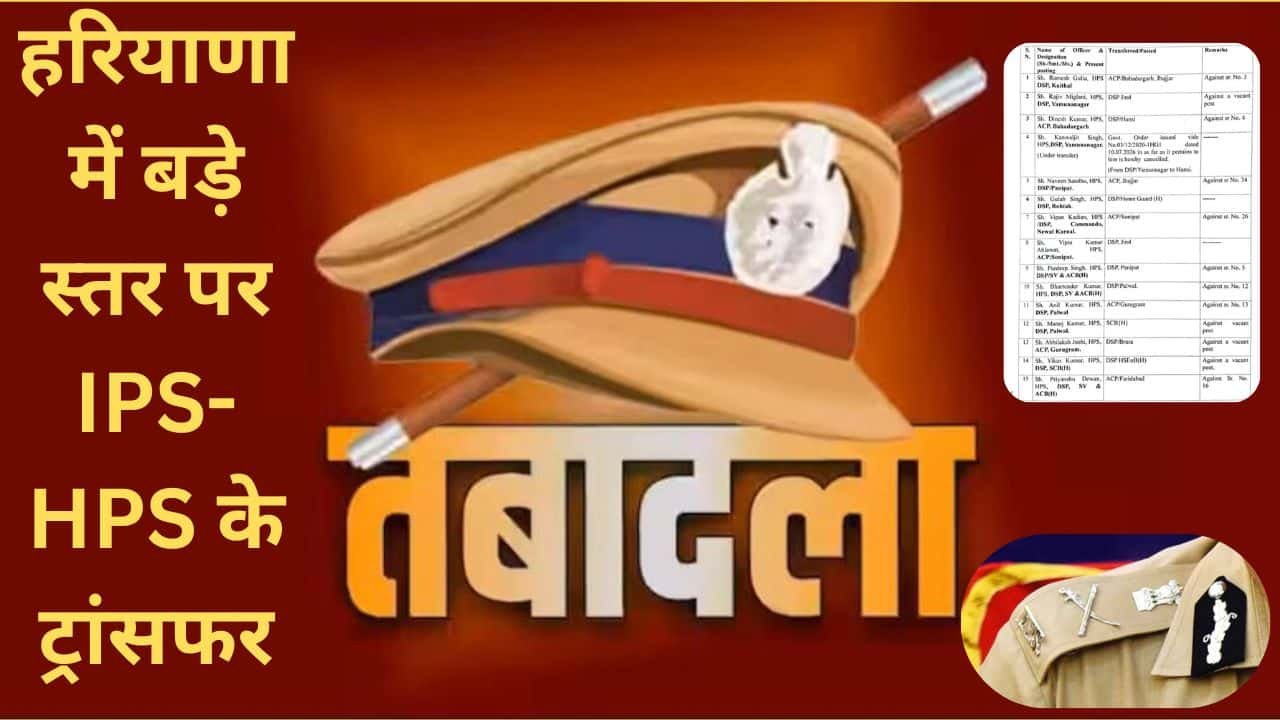 IPS HPS Transfer List : हरियाणा में 46 आईपीएस व एचपीएस अधिकारियों के तबादले, देखें पूरी लिस्ट 1 Haryana IPS HPS Transfer List 2026 pdf