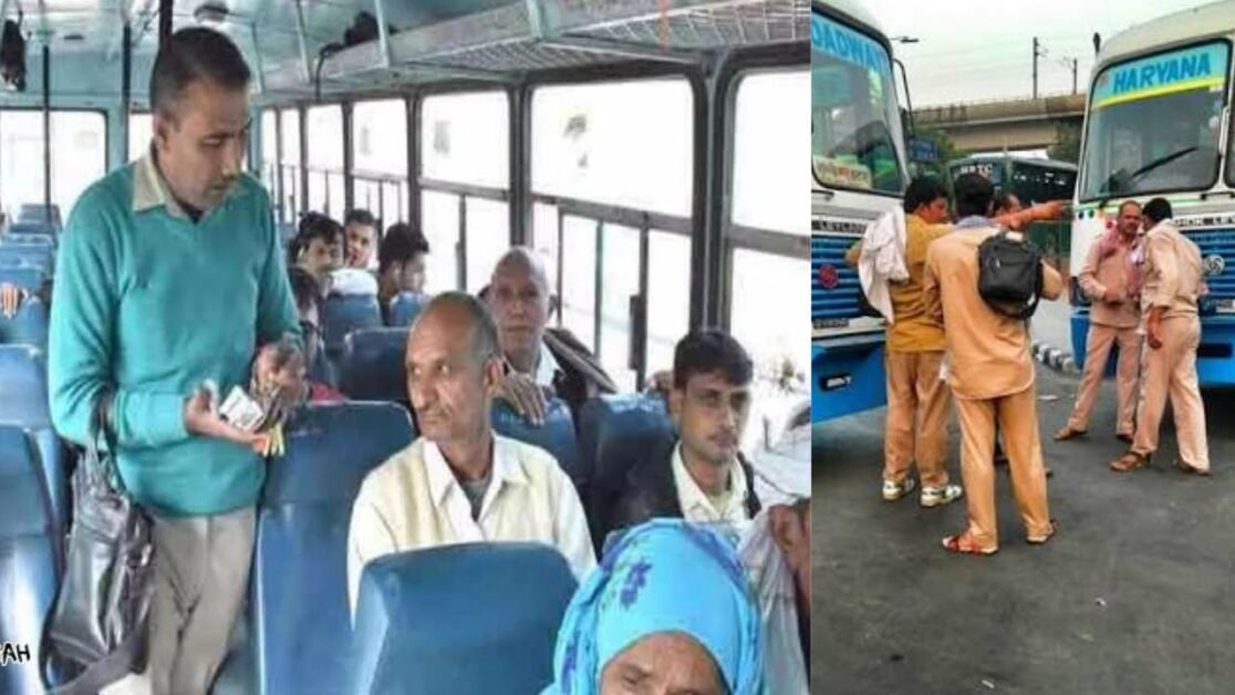 Haryana Roadways conductors from the 2008 batch demand promotion.